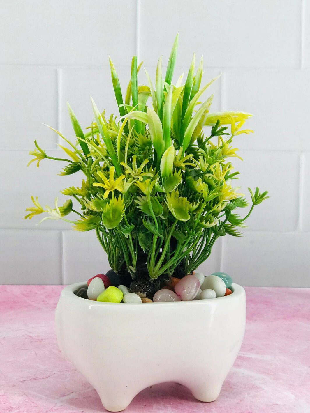 Ceramic White Flower Pot With Leg