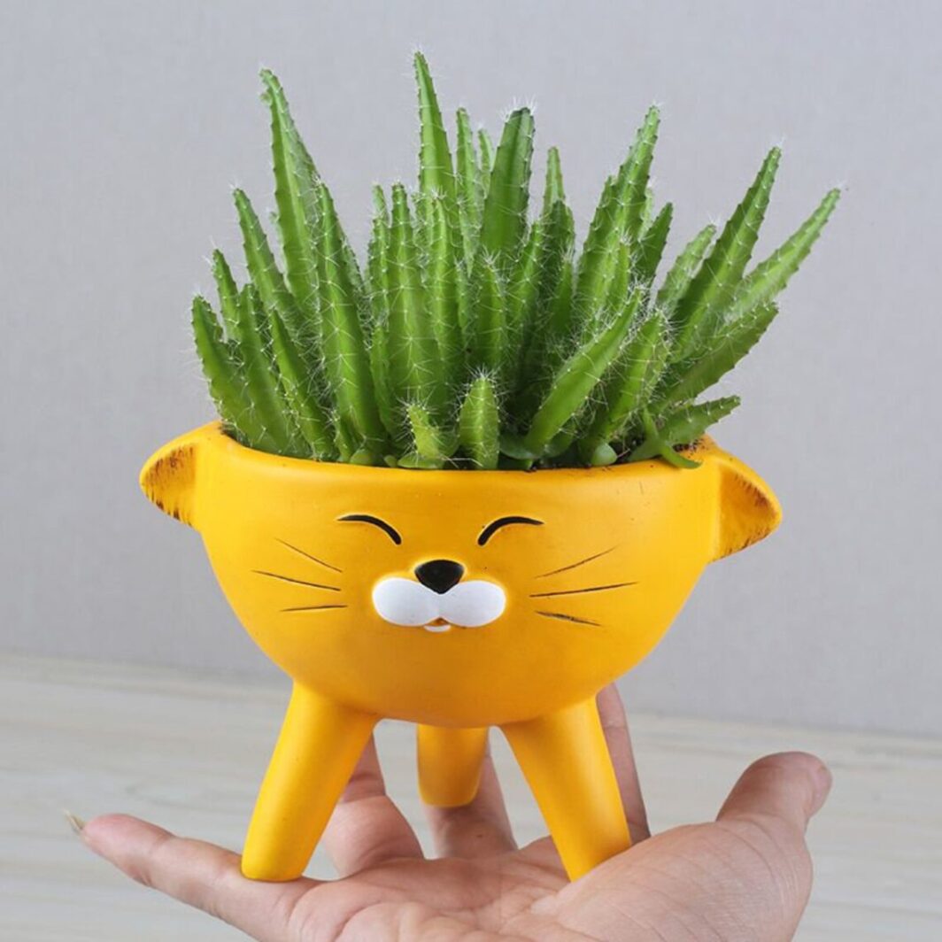 Cat Cartoon Succulent Ceramic Pot With Legs - Image 3