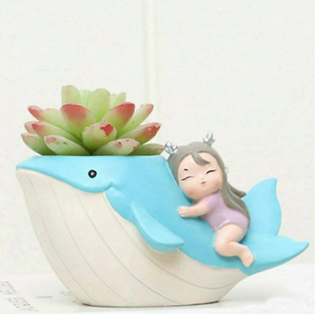 pots, planter, dolphin cute girl,