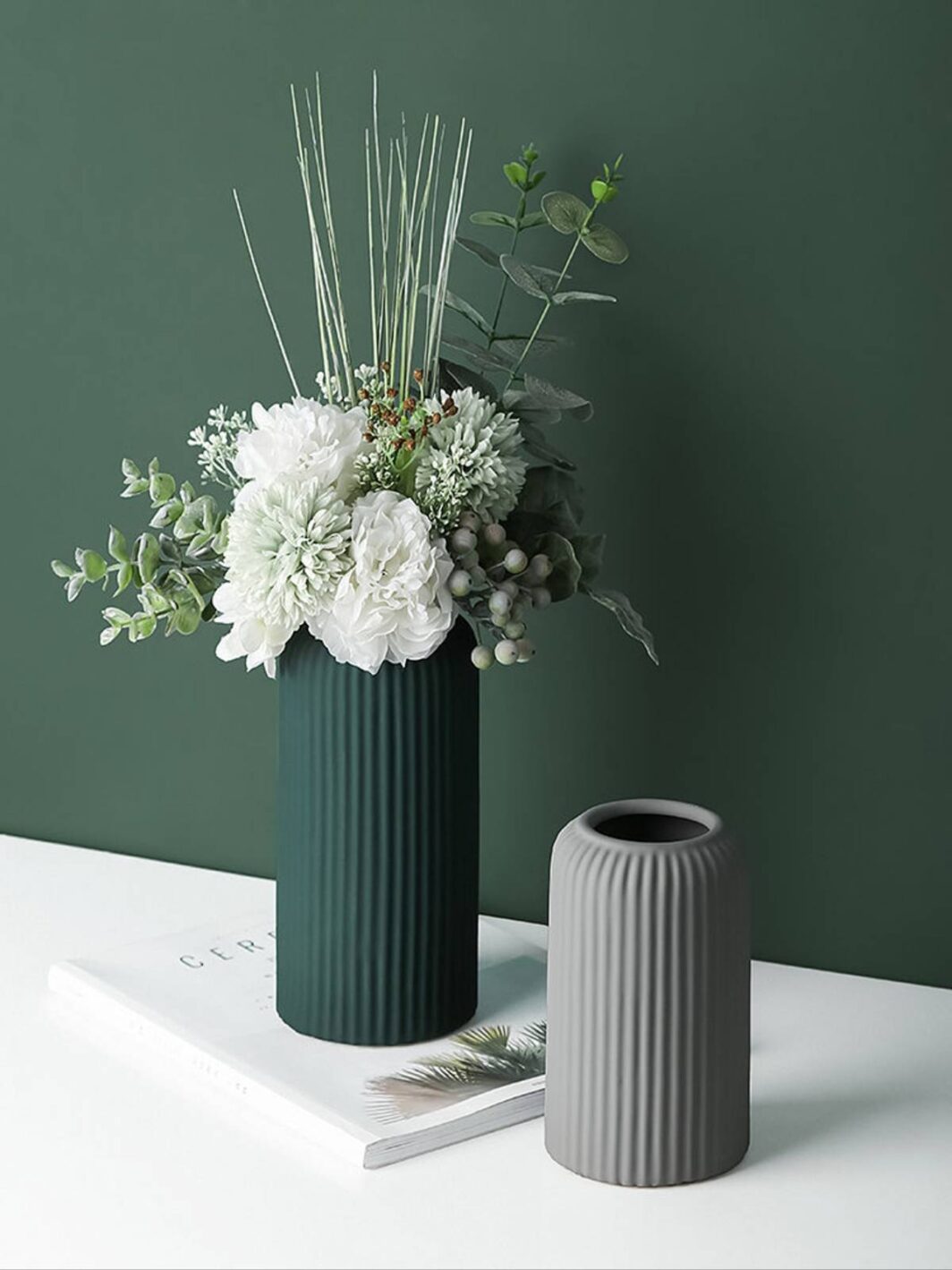 Ribbed Matte Ceramic Flower Vase Small