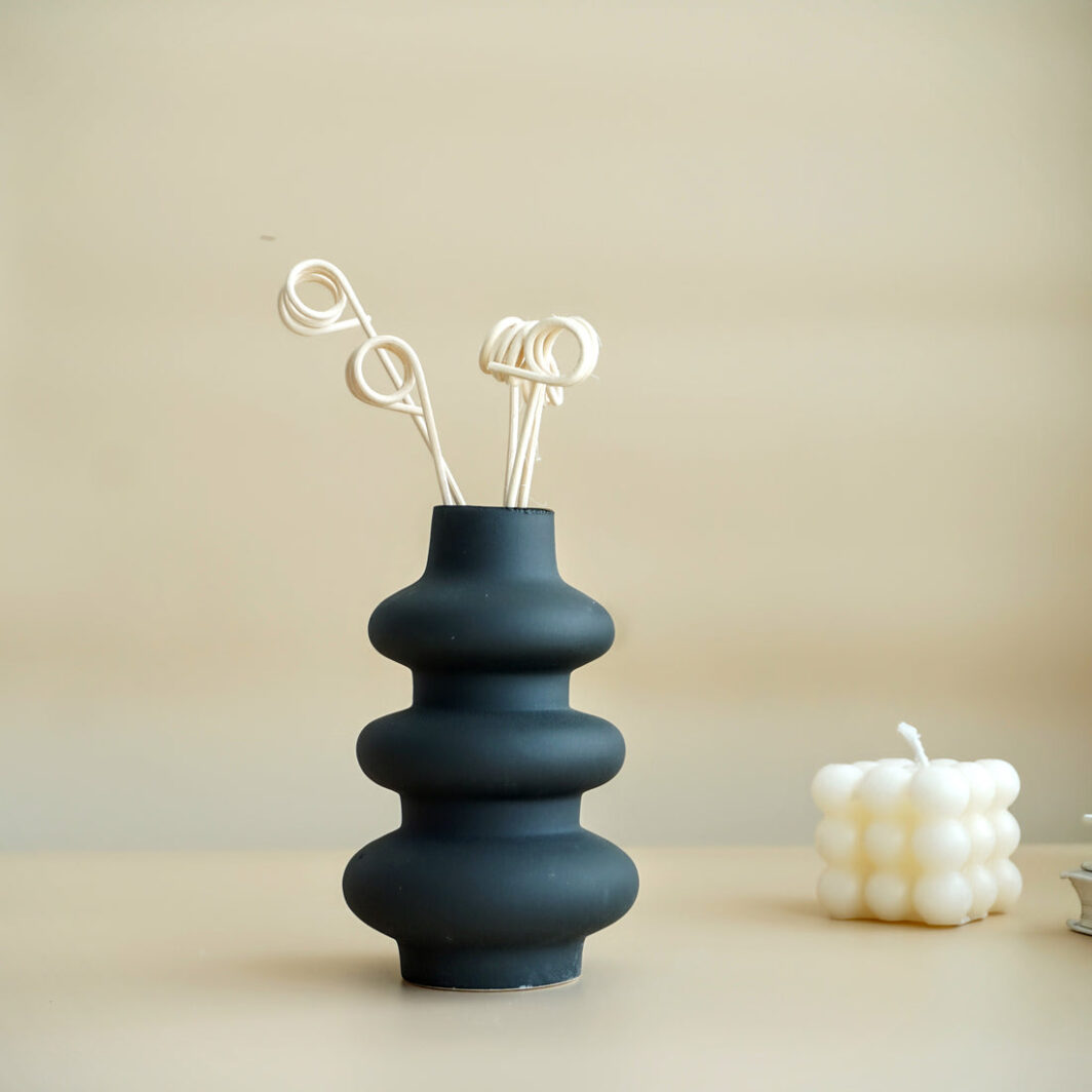 Unique Modern Ceramic Black Vase