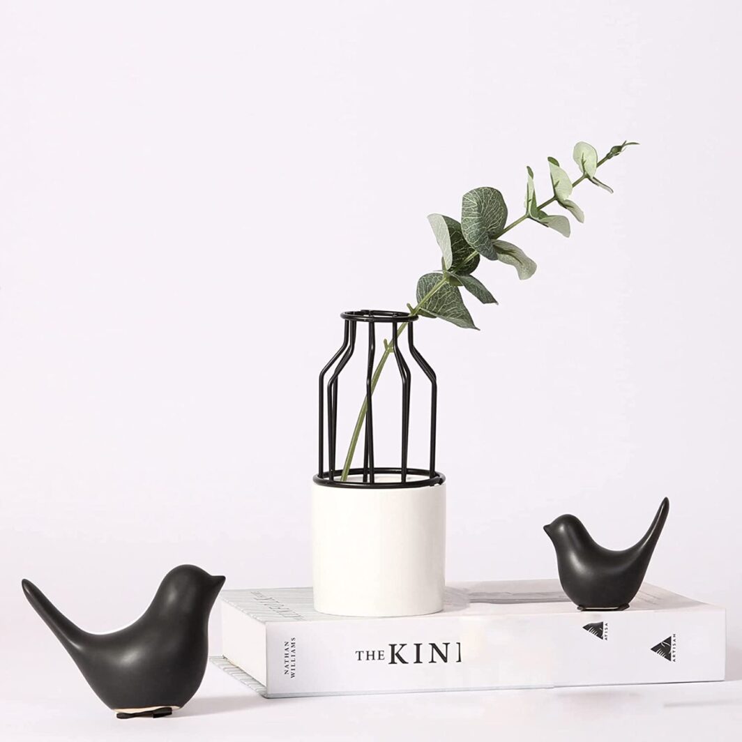 Black Ceramic Bird Figurines Set Of 2 - Image 2