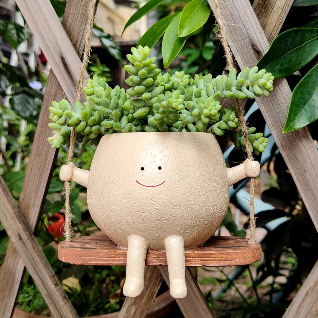 Hanging Smiles Resin Planter